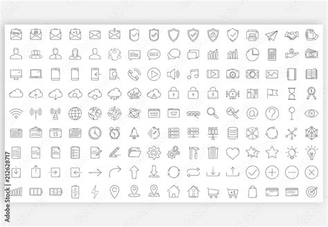 144 Thin Line Icons Stock Template | Adobe Stock