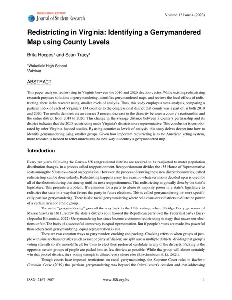 Pdf Redistricting In Virginia Identifying A Gerrymandered Map Using