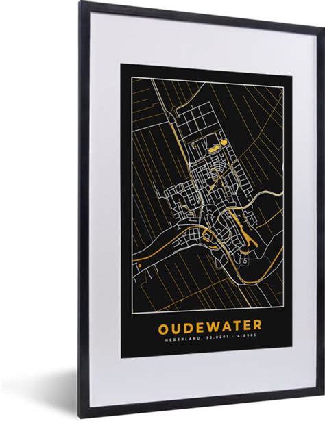 Fotolijst Incl Poster Stadskaart Oudewater Kaart Plattegrond