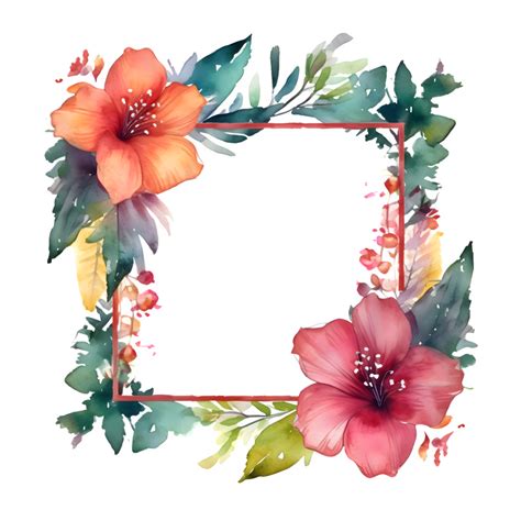 coloré aquarelle floral frontière avec épanouissement fleurs et