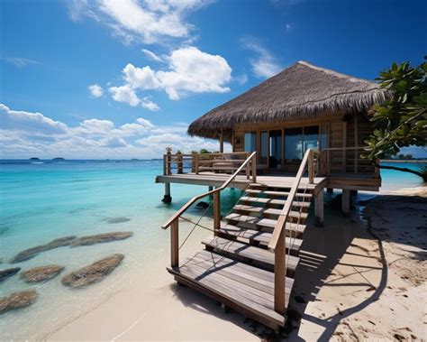 Premium AI Image | Beach in maldives huts