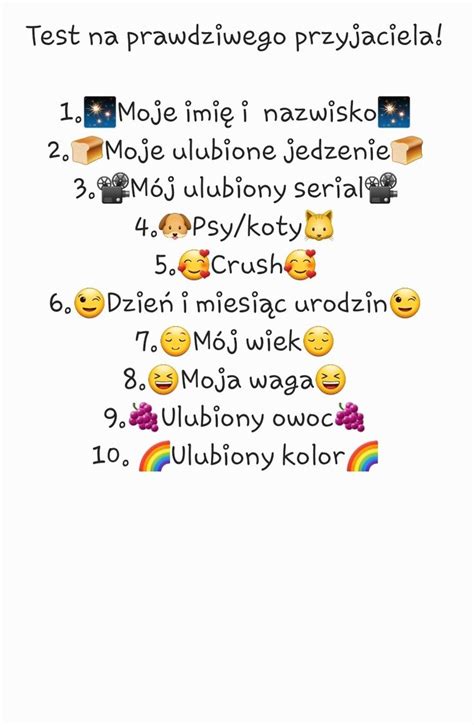 Test Na Prawdziwego Przyjaciela Bff Nudy Checklist