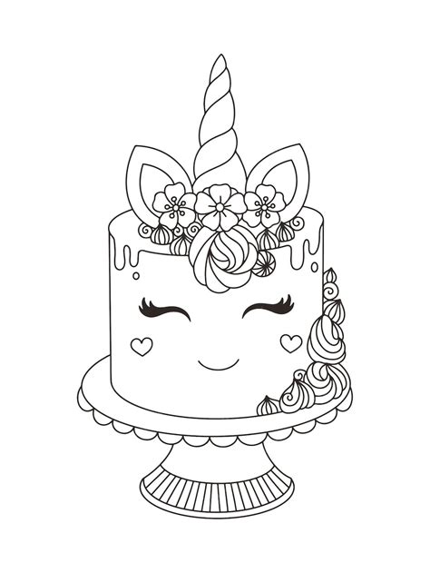 Premium Vector | Unicorn cake printable coloring book for kids vector ...