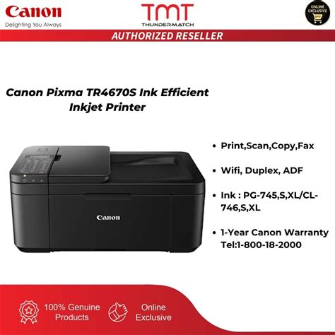 Canon Pixma Tr S Ink Efficient Inkjet Printer Print Scan Copy Fax