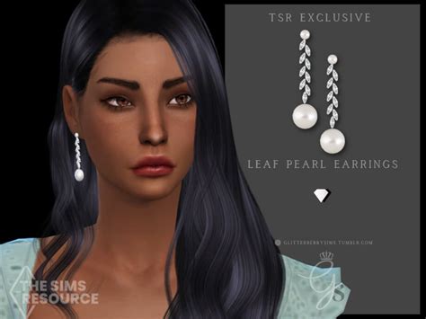 Sims 4 Leaf Pearl Earrings By Glitterberryfly At TSR The Sims Book