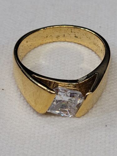 Vintage 18kt Gold Electroplate Ring With Quartz Stone Size 919mm