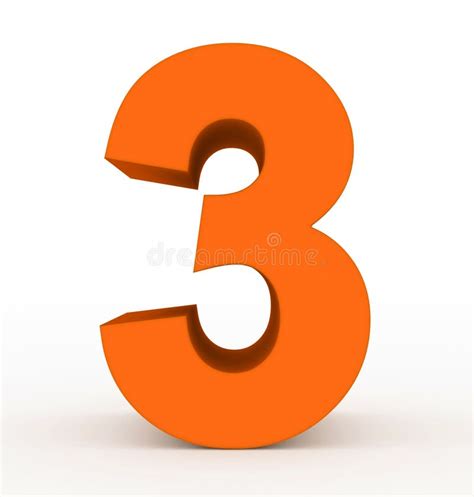 Number 3 3d Clean Orange Isolated On White Stock Illustration