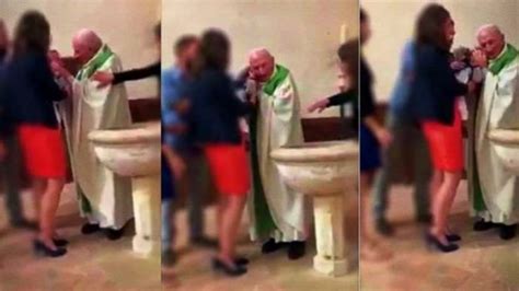 Vídeo mostra padre agredindo bebê durante batizado