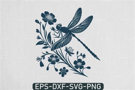 Dragonfly Flowers Svg Dragonfly Vector Graphic By Uzzalroyy9706