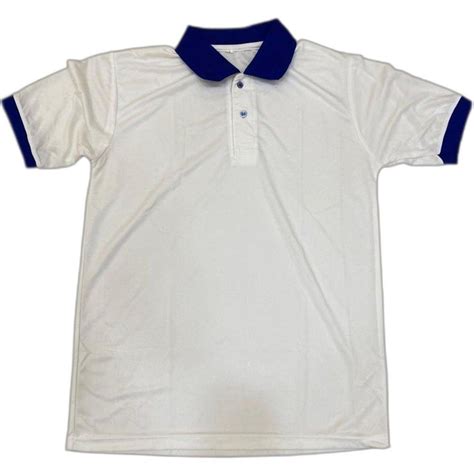 Plain Unisex Mens White Promotional Dry Fit Dot Net T Shirt Polo Neck