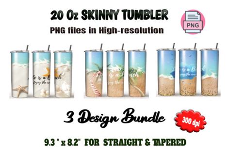 Beach Summer 20 Oz Skinny Tumbler Bundle Graphic By Sasikharn · Creative Fabrica