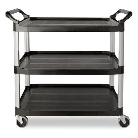 Rubbermaid Fg409100bla 3 Level Polymer Utility Cart W 300 Lb Capacity