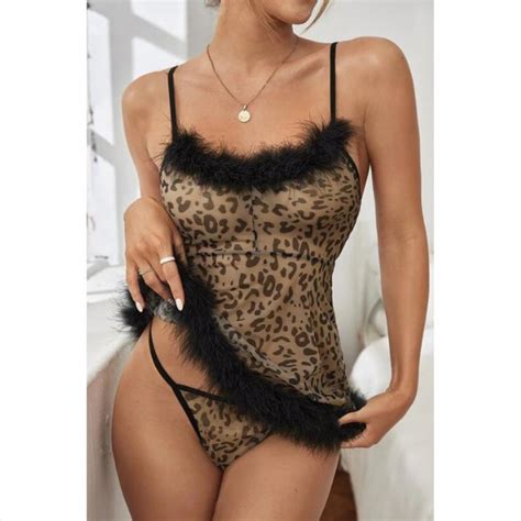 Babydoll Malla Sexy Leopardo Margarita Sex Shop