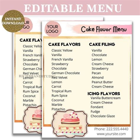 Home Bakery Business Baking Business Cake Business Bakery Menu