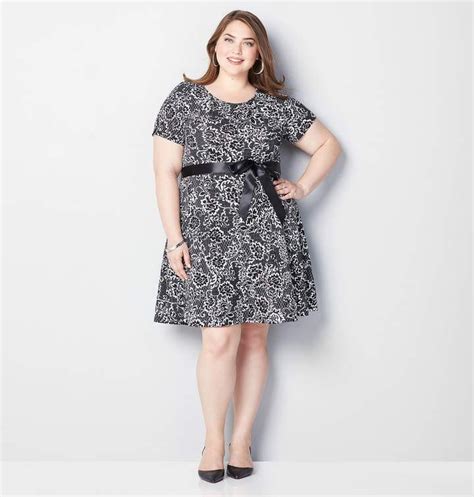 Avenue Floral Lace Print Fit And Flare Dress In Plus Size Plussize