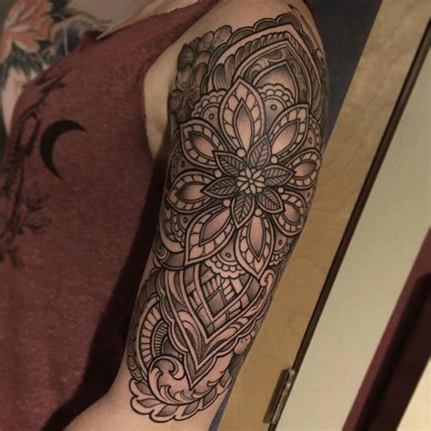 Black And Grey Mandala Half Sleeve By Laura Jade Tattoonow