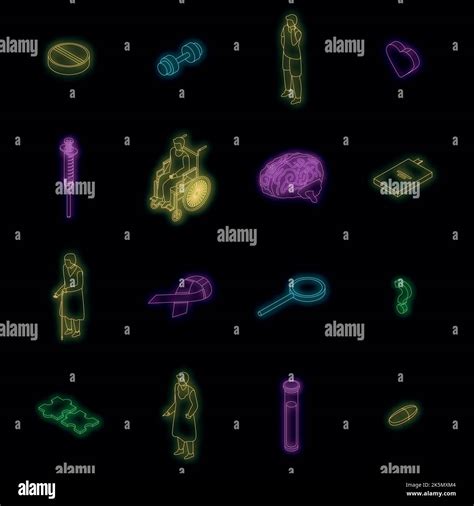 Alzheimers Disease Icons Set Isometric Set Of Alzheimers Disease