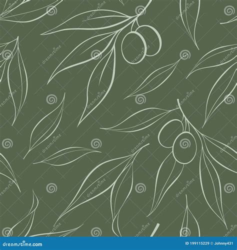 Vector Seamless Pattern With Olive Branches Stock Vector Illustration