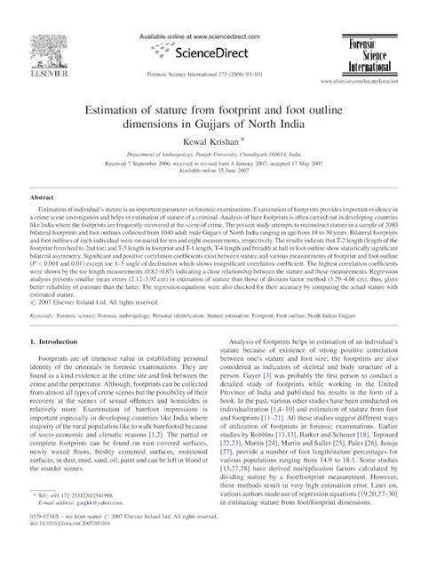 PDF Estimation Of Stature From Footprint And Foot Outline DOKUMEN TIPS