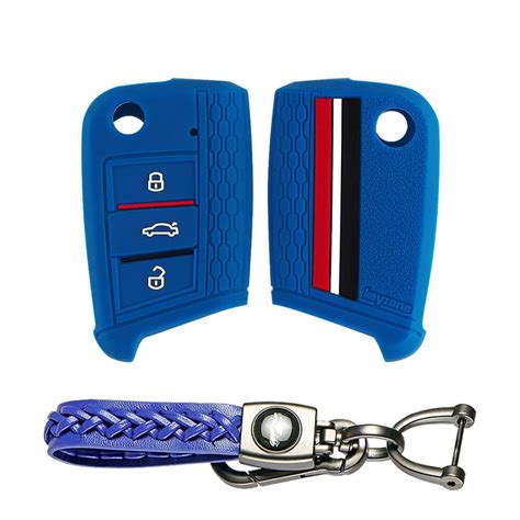 Keyzone Striped Silicone Key Cover And Keyring Compatible For Octavia