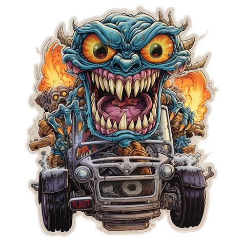 Premium Photo A Close Up Of A Cartoon Monster Driving A Car With