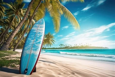 Premium Ai Image Surfboard At The Beach