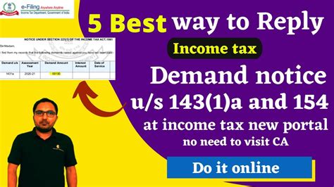 How To Reply Income Tax Outstanding Tax Demand U S 154 Or 143 1 A