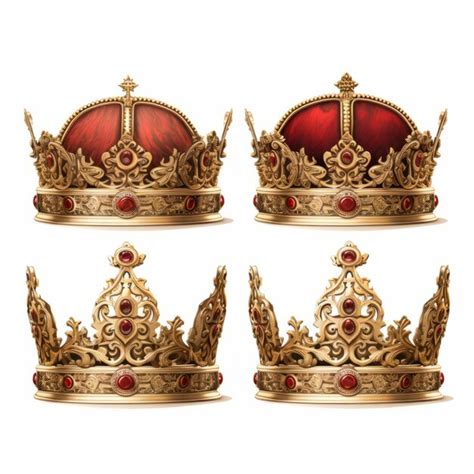 Premium Photo Metal King Crowns Red And Golden Royalty Free Illustrations