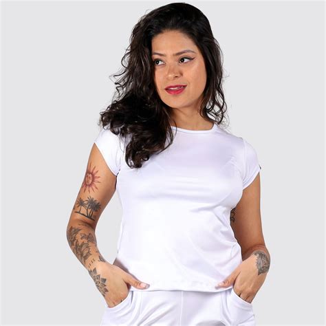 Blusa Baby Look Branca Cirr Casual Deliriyou