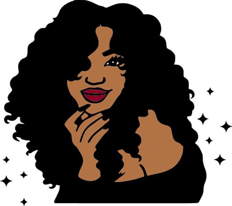 stylish afro girl with long hair, black woman free svg file - SVG Heart