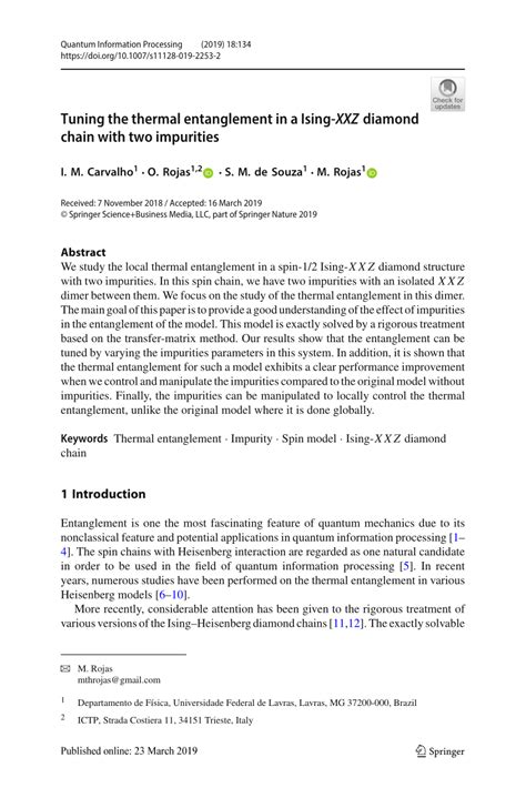 PDF Tuning The Thermal Entanglement In A Ising XXZ Diamond Chain With