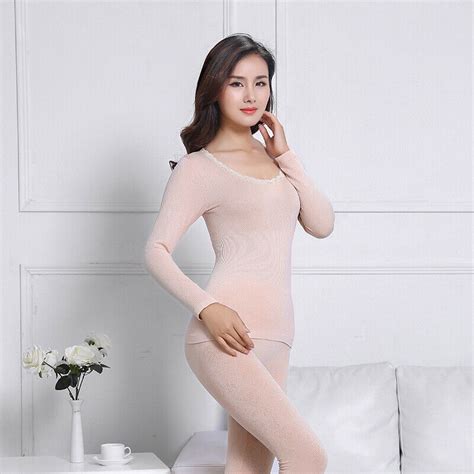 Women Thermal Underwear Set Long Johns Pants Warm Top Bottom Winter Sports Suits Ebay