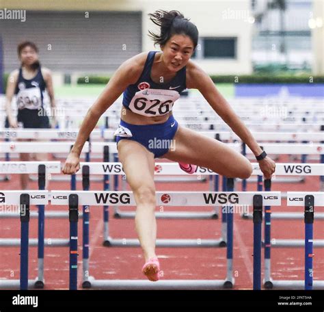 Hong Kong Athletics Championships 2023 Womenhh 100m Hurdles With L To R Wu Yi Lam Tang Hiu