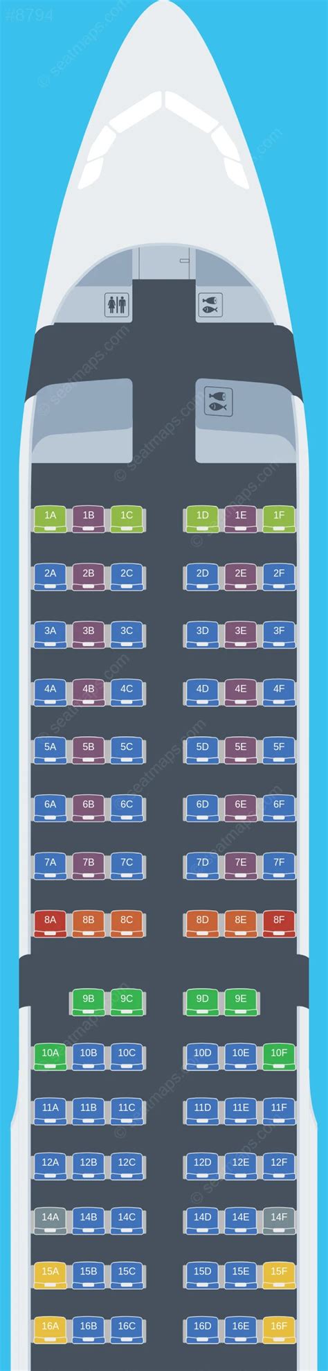 Seat map of Aegean Airlines Airbus A321 aircraft