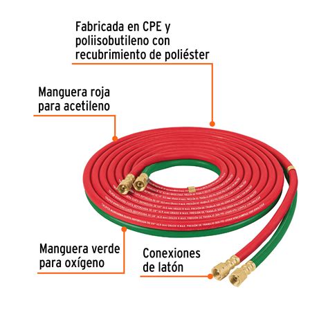 Ficha Tecnica Manguera Cuata Reforzada De 6 M Para Oxiacetileno Truper