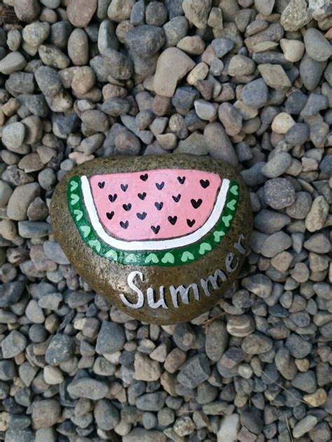 Watermelon Painted Rock Painted Rocks Rock Crafts Watermelon Painting