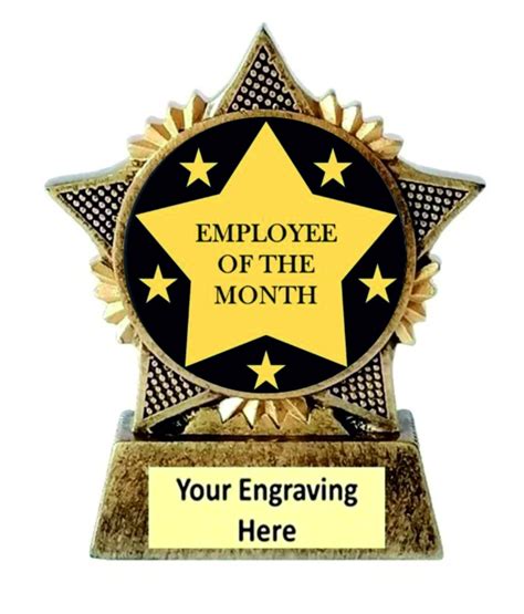 Employee Of The Month Star Trophy Award 90mm Antique Gold Resin