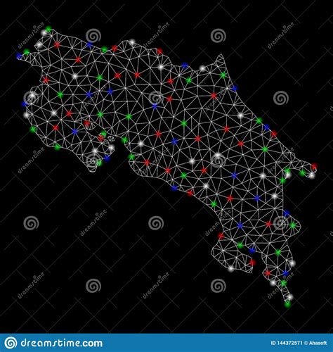 Mesh Network Costa Rica Map Brillante Con Los Puntos De La Llamarada