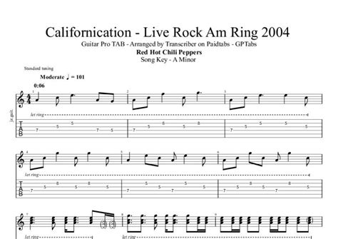 Red Hot Chili Peppers Californication Live Rock Am Ring Tab Lilphaserlil