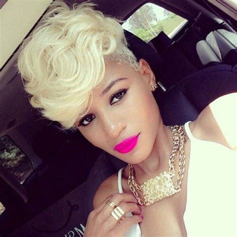 Platinum Blonde Mohawk Hairstyle For Black Women Natural Hair Styles Short Hair Styles Sassy