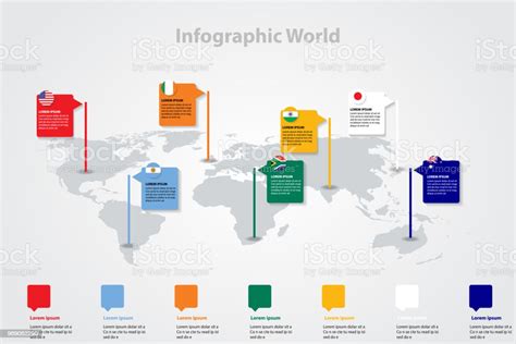 圖表世界地圖向量背景 全球國際旗幟標誌向量圖形及更多世界地圖圖片 世界地圖 亞洲 位置描述 Istock