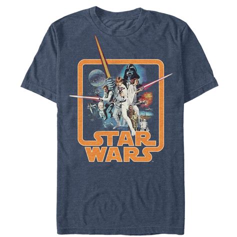 Star Wars Mens Star Wars Throwback Graphic Tee Navy Heather 2x Large