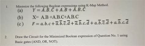 Minimize The Following Boolean Expressions Using