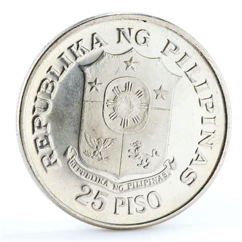 Philippines 25 Piso 25th Anniversary Of Central Bank Silver Coin 1974