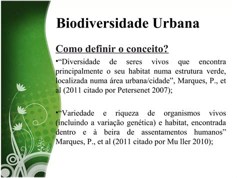 Conserva O Da Biodiversidade Urbana Ppt