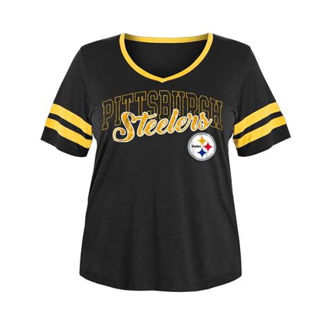 Pittsburgh Steelers Women S Plus Size Sleeve Stripe Short Sleeve T Shirt