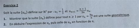 Exercice 2 Soit la suite un définie sur N par ₁ et un 1 n 1 un