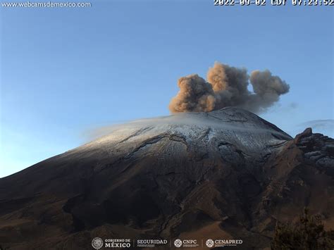 Reporte del monitoreo de CENAPRED al volcán Popocatépetl hoy 2 de