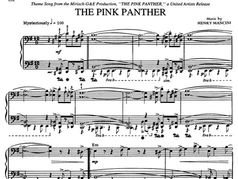 Henry Mancini Pink Panther Free Sheet Music Pdf For Piano The Piano Notes