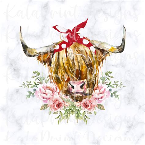 Highland Cow Png File For Sublimation Printing Dtg Print Ready Etsy